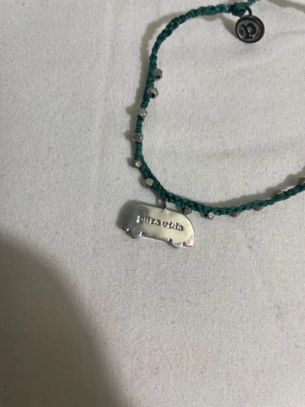 Pura Vida Teal Hippie Van Charm Bracelet Silver Tone Adjustable Boho
